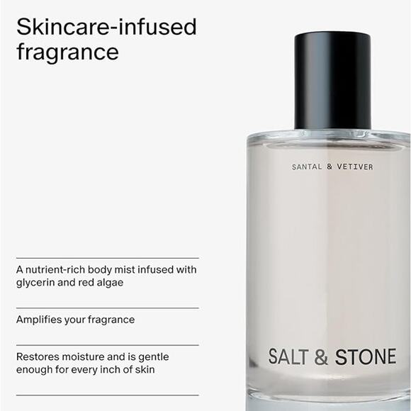 Salt & Stone NIB Unisex Santal & Vetiver Infused Hydrating Skincare Body Mist - Picture 4 of 10
